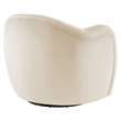 Maklaine Contemporary Performance Velvet Swivel Armchair in Alabaster