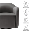 Maklaine Contemporary Performance Velvet Swivel Armchair in Storm Gray