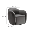 Maklaine Contemporary Performance Velvet Swivel Armchair in Storm Gray