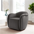Maklaine Contemporary Performance Velvet Swivel Armchair in Storm Gray