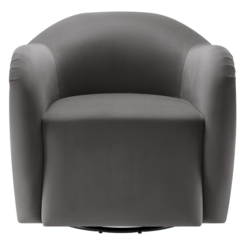 Maklaine Contemporary Performance Velvet Swivel Armchair in Storm Gray
