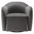 Maklaine Contemporary Performance Velvet Swivel Armchair in Storm Gray