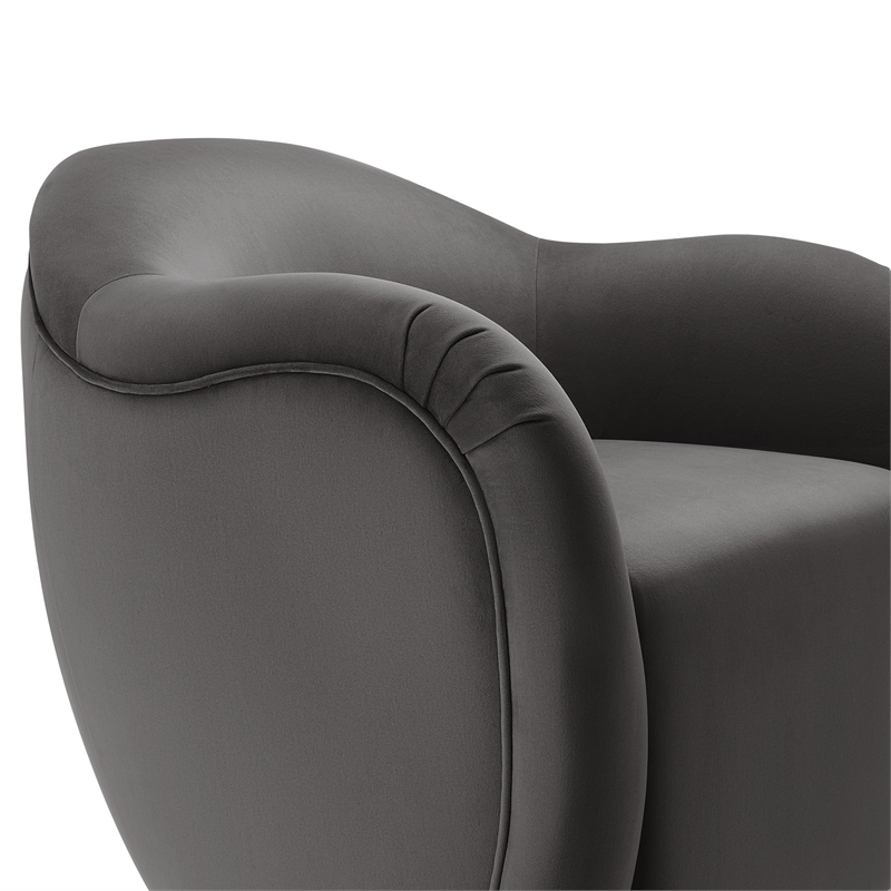 Maklaine Contemporary Performance Velvet Swivel Armchair in Storm Gray