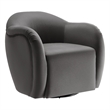 Maklaine Contemporary Performance Velvet Swivel Armchair in Storm Gray