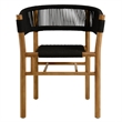 Maklaine 7-Piece Dining Set with Curved-Back Armchairs in Natural Black