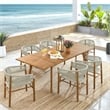 Maklaine 7-Piece Dining Set with Curved-Back Armchairs in Natural Natural