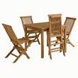 Maklaine 5-Piece Dining Set with Folding Chairs in Natural Natural