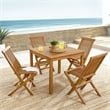 Maklaine 5-Piece Dining Set with Folding Chairs in Natural Natural