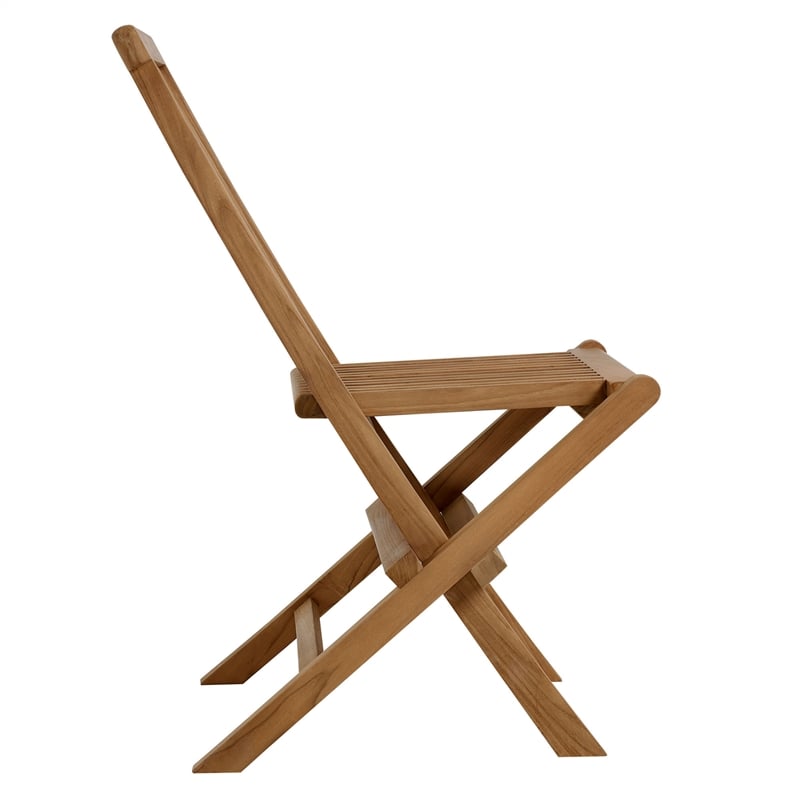 Maklaine 5-Piece Dining Set with Folding Chairs in Natural Natural