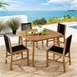 Maklaine 5-Piece Dining Set with Armless Chairs in Natural Black