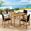 Maklaine Contemporary 5-Piece Dining Set with Armchairs in Natural Black