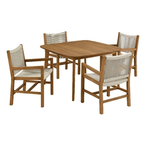 Maklaine 5-Piece Dining Set with Armchairs in Natural Natural