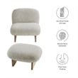 Maklaine Contemporary Accent Chair and Ottoman Set in Pearl Oak