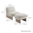 Maklaine Contemporary Accent Chair and Ottoman Set in Pearl Oak