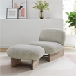 Maklaine Contemporary Accent Chair and Ottoman Set in Pearl Oak