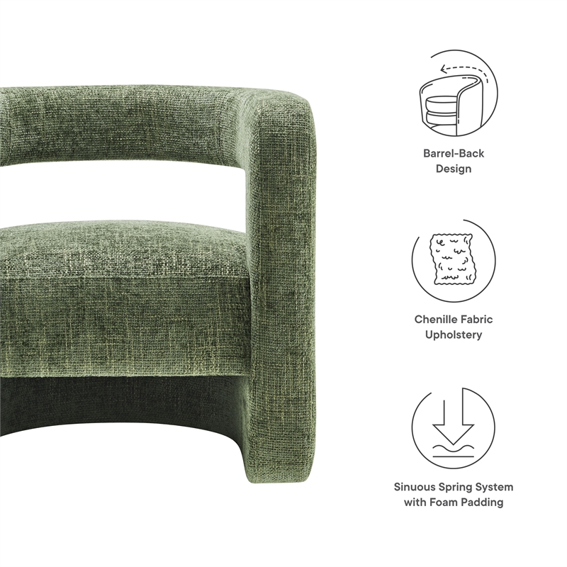 Maklaine Contemporary Chenille Upholstered Accent Chair in Basil