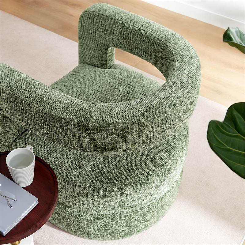 Maklaine Contemporary Chenille Upholstered Accent Chair in Basil