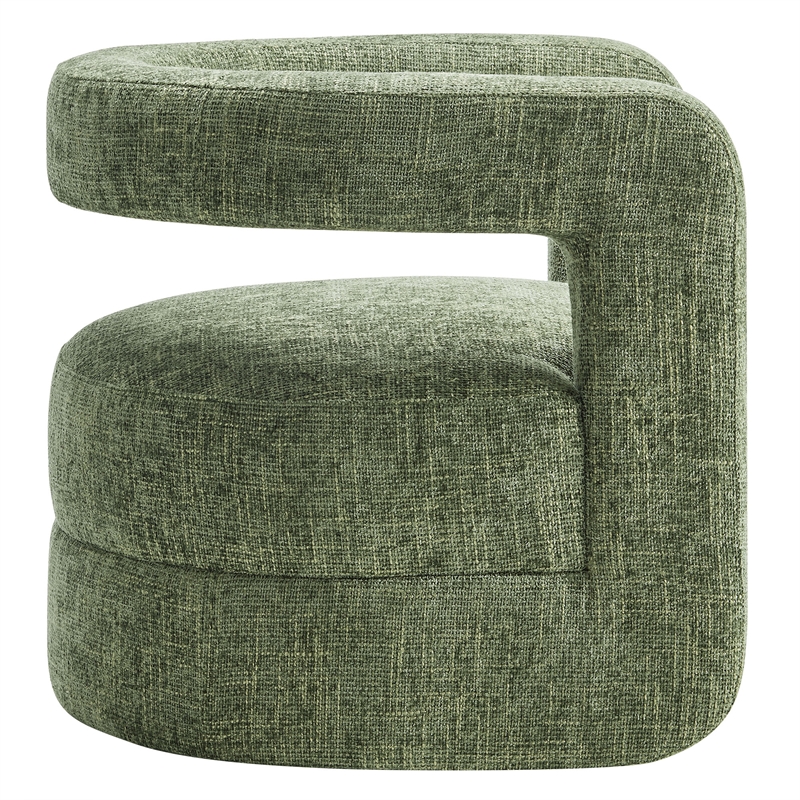Maklaine Contemporary Chenille Upholstered Accent Chair in Basil