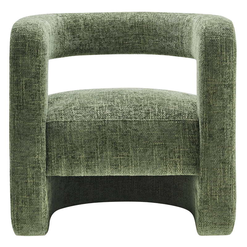 Maklaine Contemporary Chenille Upholstered Accent Chair in Basil