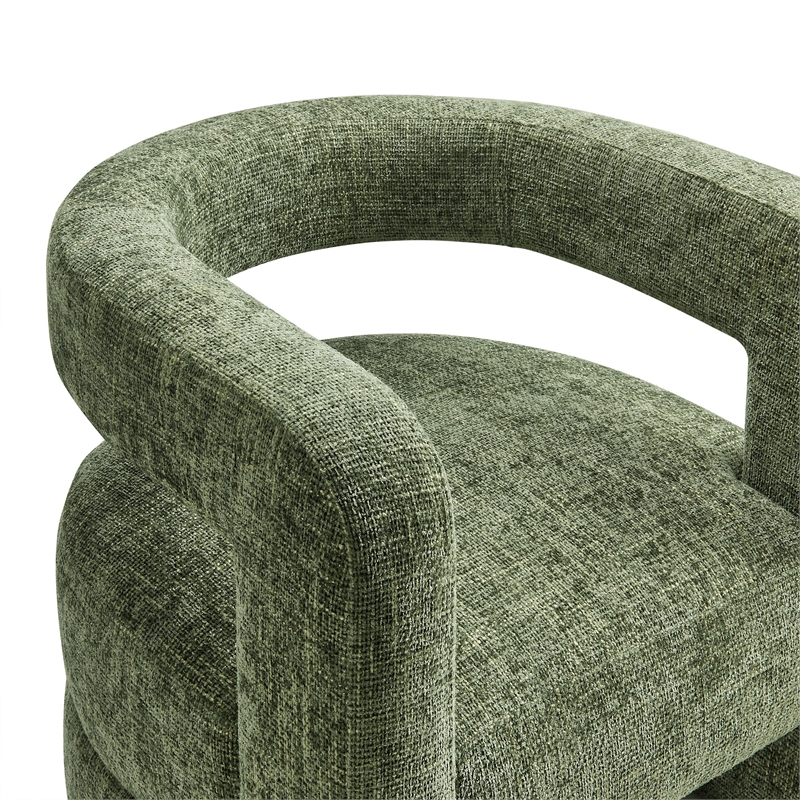Maklaine Contemporary Chenille Upholstered Accent Chair in Basil