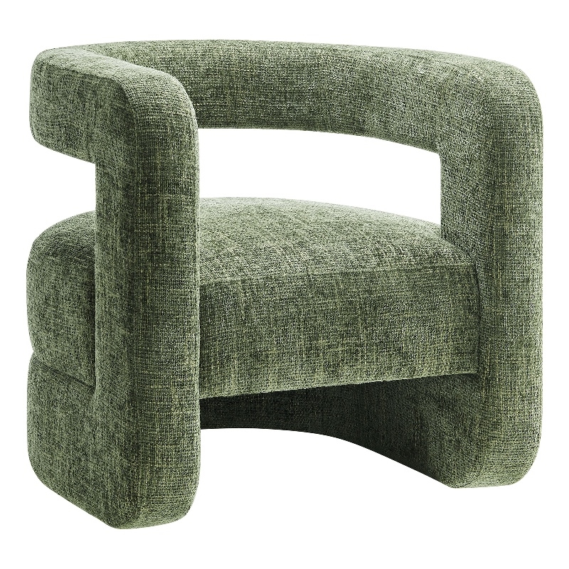 Maklaine Contemporary Chenille Upholstered Accent Chair in Basil
