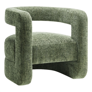 Maklaine Contemporary Chenille Upholstered Accent Chair in Basil
