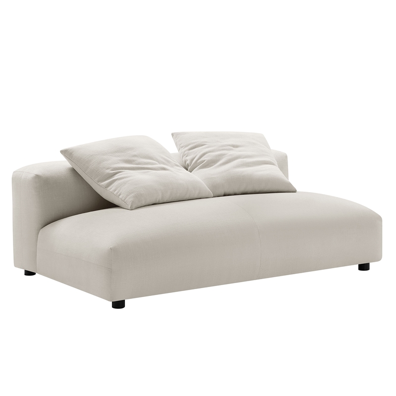 Maklaine Contemporary Armless Loveseat and Ottoman Set in Salt