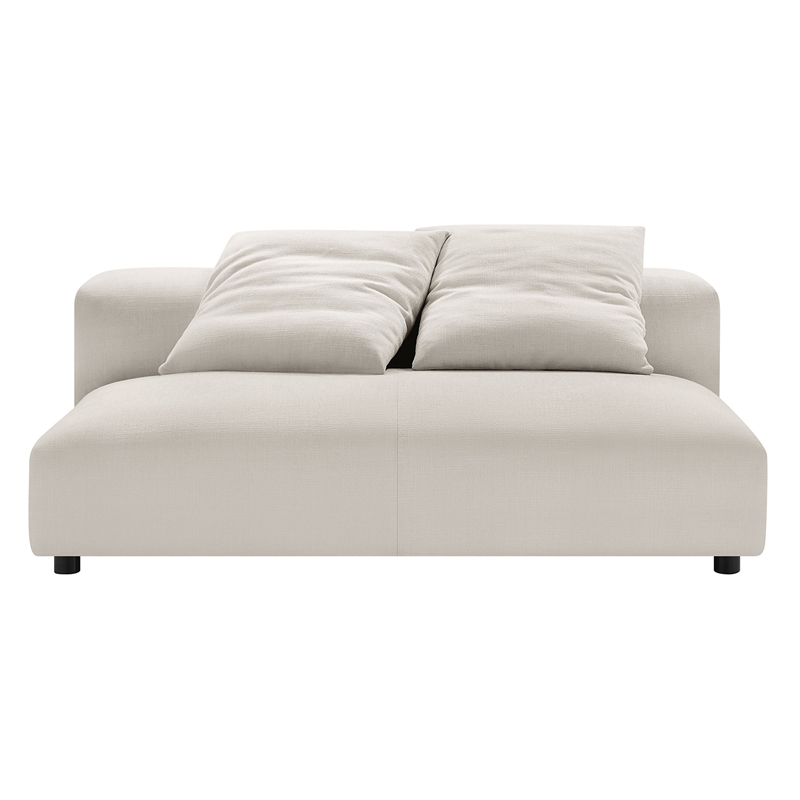 Maklaine Contemporary Armless Loveseat and Ottoman Set in Salt
