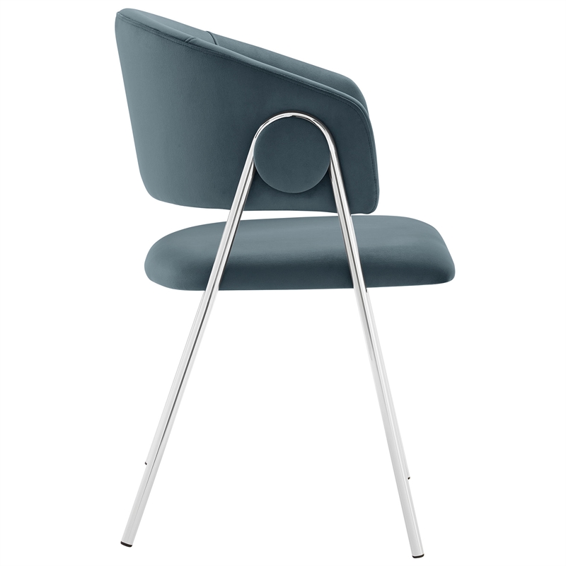 Maklaine Contemporary Upholstered Dining Chair Set of 2 in Cadet Blue