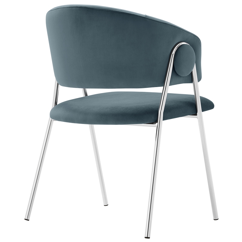 Maklaine Contemporary Upholstered Dining Chair Set of 2 in Cadet Blue