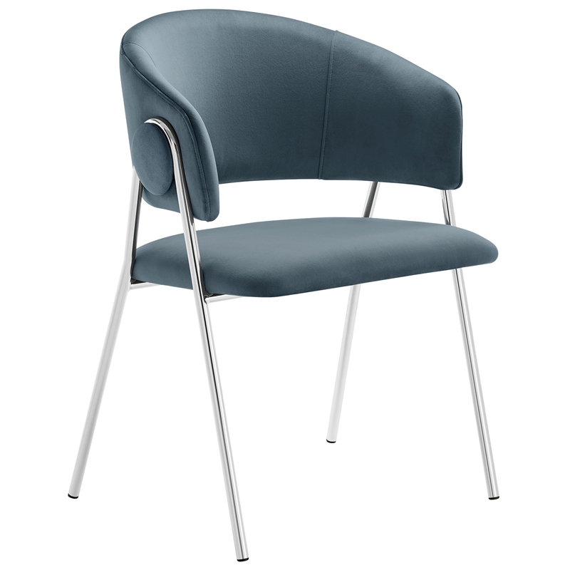 Maklaine Contemporary Upholstered Dining Chair Set of 2 in Cadet Blue