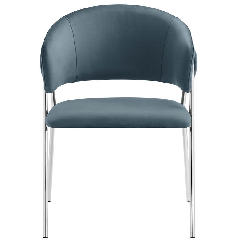 Maklaine Contemporary Upholstered Dining Chair Set of 2 in Cadet Blue