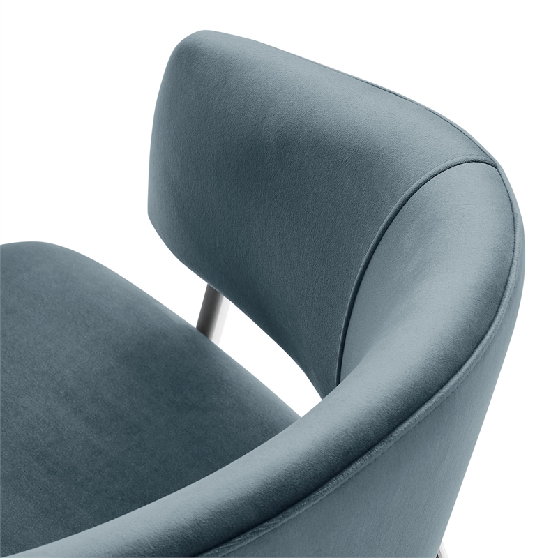 Maklaine Contemporary Upholstered Dining Chair Set of 2 in Cadet Blue