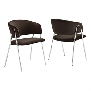 Maklaine Contemporary Dining Chair Set of 2 in Chocolate Brown