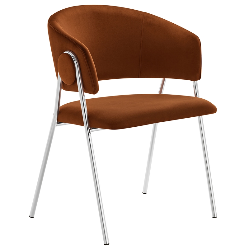 Maklaine Contemporary Upholstered Dining Chair Set of 2 in Rust Silver