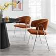 Maklaine Contemporary Upholstered Dining Chair Set of 2 in Rust Silver