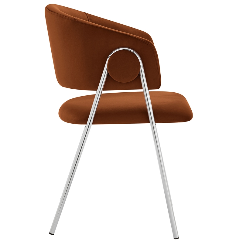 Maklaine Contemporary Upholstered Dining Chair Set of 2 in Rust Silver