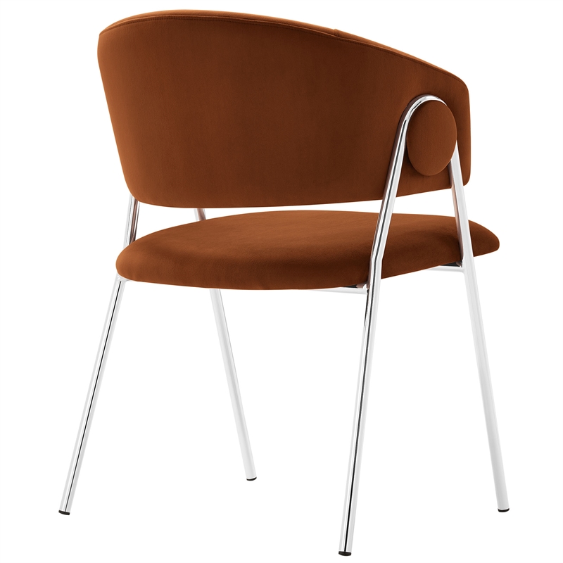 Maklaine Contemporary Upholstered Dining Chair Set of 2 in Rust Silver