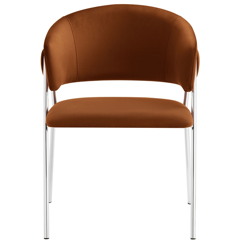 Maklaine Contemporary Upholstered Dining Chair Set of 2 in Rust Silver