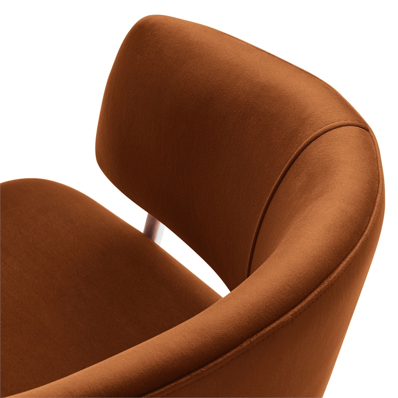 Maklaine Contemporary Upholstered Dining Chair Set of 2 in Rust Silver