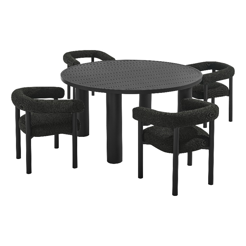 Maklaine 5-Piece Dining Table and Chairs Set in Charcoal Graphite