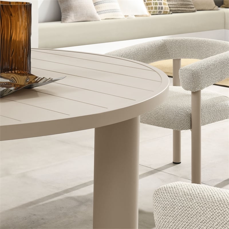 Maklaine Contemporary 5-Piece Dining Table and Chairs Set in Ivory Taupe