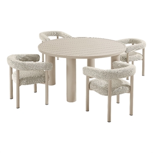 Maklaine Contemporary 5-Piece Dining Table and Chairs Set in Ivory Taupe