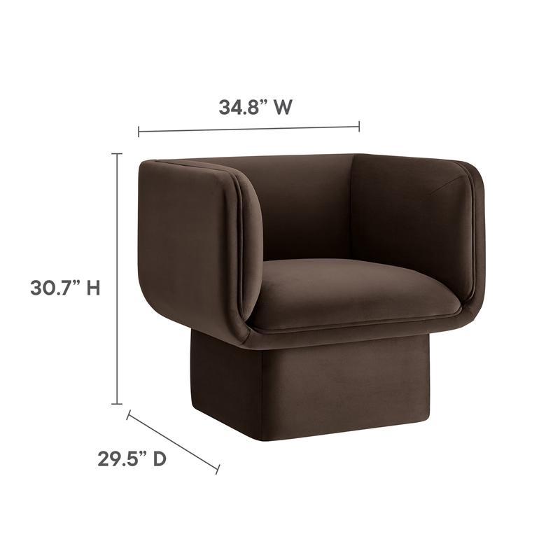 Maklaine Contemporary Performance Velvet Accent Chair in Chocolate Brown