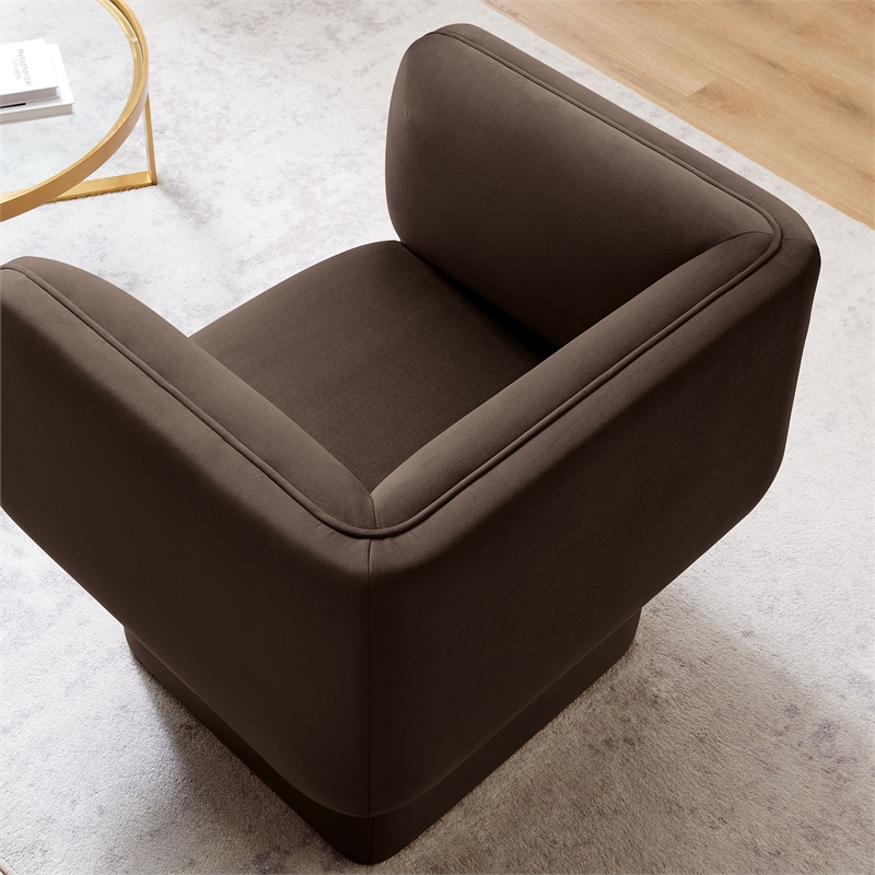 Maklaine Contemporary Performance Velvet Accent Chair in Chocolate Brown