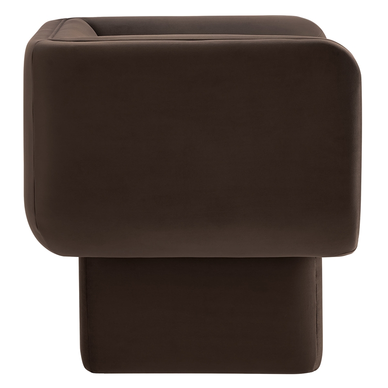 Maklaine Contemporary Performance Velvet Accent Chair in Chocolate Brown