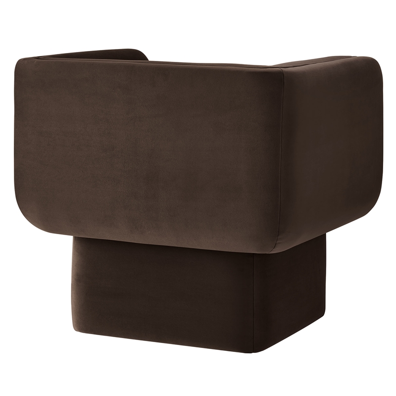 Maklaine Contemporary Performance Velvet Accent Chair in Chocolate Brown