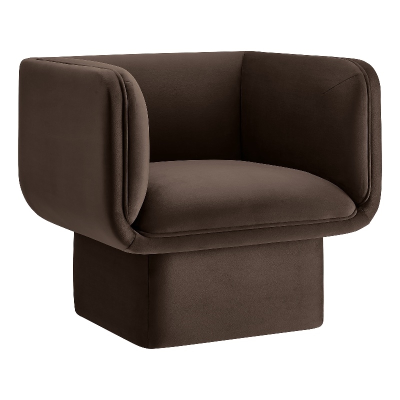 Maklaine Contemporary Performance Velvet Accent Chair in Chocolate Brown