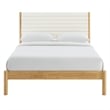 Maklaine Contemporary Channel Tufted Queen Platform Bed in Feather Oak