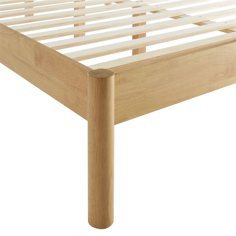 Maklaine Contemporary Channel Tufted Queen Platform Bed in Feather Oak